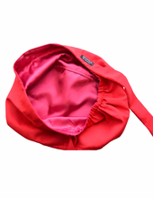 Load image into Gallery viewer, Satin Lined Scrub Bonnet Candy Red