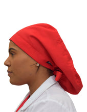 Load image into Gallery viewer, Satin Lined Scrub Bonnet Candy Red
