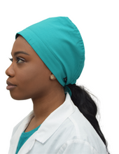 Load image into Gallery viewer, Satin Lined Scrub Cap Teal Green