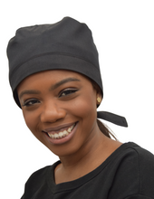 Load image into Gallery viewer, Satin Lined Scrub Cap True Black