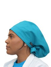 Load image into Gallery viewer, Satin Lined Scrub Bonnet Caribbean Blue