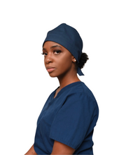 Load image into Gallery viewer, Satin Lined Scrub Cap Dark Blue