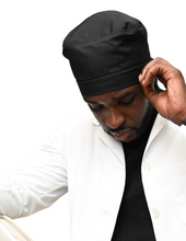Load image into Gallery viewer, Satin Lined Scrub Cap True Black
