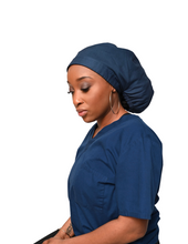 Load image into Gallery viewer, Satin Lined Scrub Bonnet Dark Blue