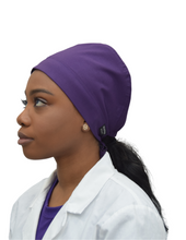 Load image into Gallery viewer, Satin Lined Scrub Cap Dark Purple