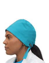 Load image into Gallery viewer, Satin Lined Scrub Cap Caribbean Blue
