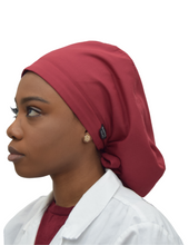 Load image into Gallery viewer, Satin Lined Scrub Bonnet Dark Berry