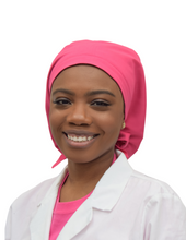Load image into Gallery viewer, Satin Lined Scrub Bonnet Fuchsia Pink