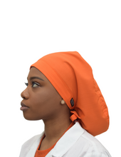 Load image into Gallery viewer, Satin Lined Scrub Bonnet Dark Orange