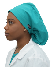 Load image into Gallery viewer, Satin Lined Scrub Bonnet Teal Green
