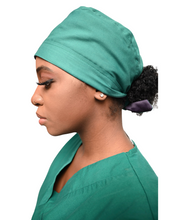 Load image into Gallery viewer, Satin Lined Scrub Cap Hunter Green