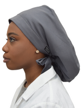 Load image into Gallery viewer, Satin Lined Scrub Bonnet Dark Gray