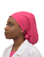 Load image into Gallery viewer, Satin Lined Scrub Bonnet Fuchsia Pink