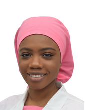Load image into Gallery viewer, Satin Lined Scrub Bonnet Rose Pink