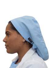Load image into Gallery viewer, Satin Lined Scrub Bonnet Sky Blue