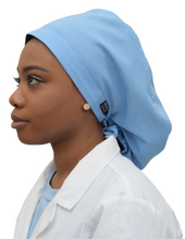 Load image into Gallery viewer, Satin Lined Scrub Bonnet Ciel Blue