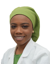 Load image into Gallery viewer, Satin Lined Scrub Bonnet Olive Green