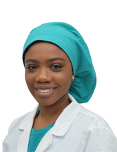 Load image into Gallery viewer, Satin Lined Scrub Bonnet Teal Green