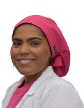 Load image into Gallery viewer, Satin Lined Scrub Bonnet Fuchsia Pink