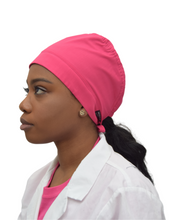 Load image into Gallery viewer, Satin Lined Scrub Cap Fuchsia Pink