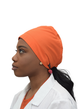 Load image into Gallery viewer, Satin Lined Scrub Cap Dark Orange