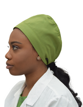 Load image into Gallery viewer, Satin Lined Scrub Cap Olive Green