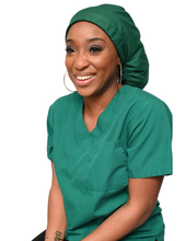 Load image into Gallery viewer, Satin Lined Scrub Bonnet Hunter Green