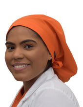 Load image into Gallery viewer, Satin Lined Scrub Bonnet Dark Orange