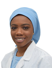 Load image into Gallery viewer, Satin Lined Scrub Bonnet Ciel Blue