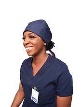 Load image into Gallery viewer, Satin Lined Scrub Cap Navy Blue