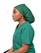 Load image into Gallery viewer, Satin Lined Scrub Bonnet Hunter Green