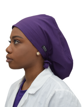 Load image into Gallery viewer, Satin Lined Scrub Bonnet Dark Purple
