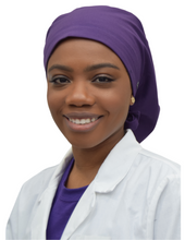 Load image into Gallery viewer, Satin Lined Scrub Bonnet Dark Purple
