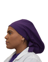 Load image into Gallery viewer, Satin Lined Scrub Bonnet Dark Purple
