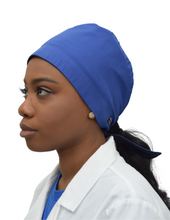 Load image into Gallery viewer, Satin Lined Scrub Cap Royal Blue
